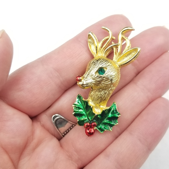 Vintage Gerry's Rudolph Reindeer Xmas brooch - Picture 5 of 7
